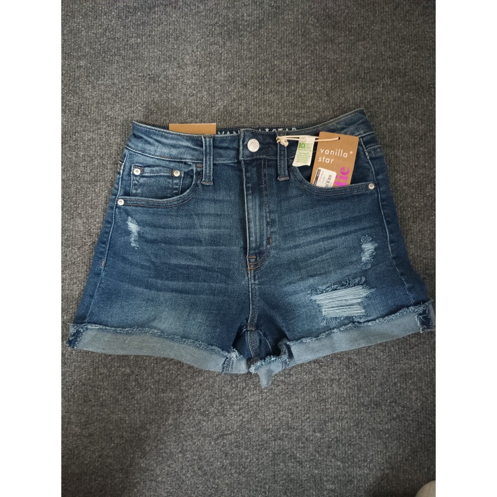 Vanilla Star Junior Girls High Rise Shortie Denim Shorts Size 3 w/26"waist NWT